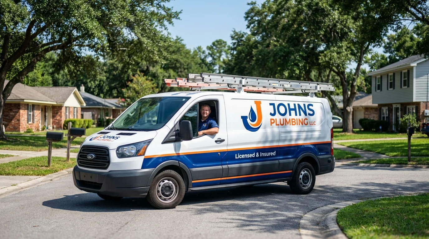 Johns Plumbing LLC service van in Napoleon, MI